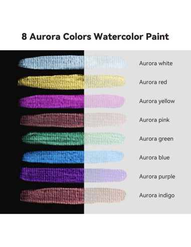 Set de Acuarelas Metálicas LIGHTWISH 8 Colores Aurora con Pincel