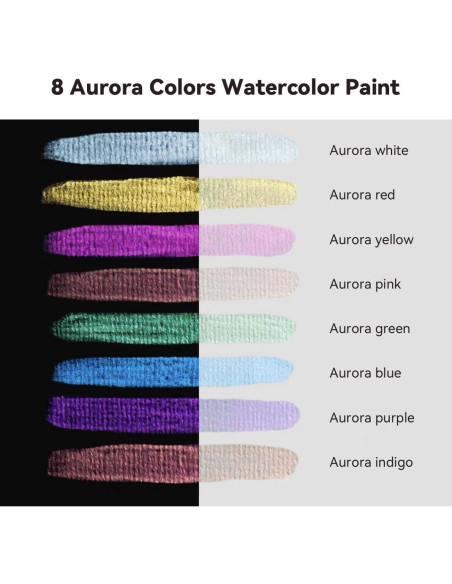 Set de Acuarelas Metálicas LIGHTWISH 8 Colores Aurora con Pincel