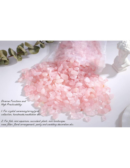 Grava de Cuarzo Rosa Pulido 0.25kg - Piedras Curativas Decorativas