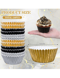 Forros de Cupcake de Graduación Whaline 150 Pcs Metálicos 2