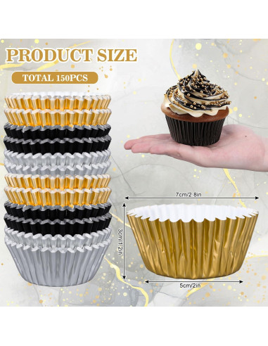 Forros de Cupcake de Graduación Whaline 150 Pcs Metálicos