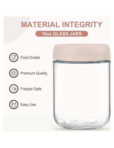 Frascos de vidrio NETANY 473ml con tapa hermética - Paquete de 6