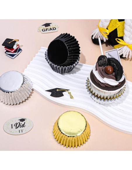 Forros de Cupcake de Graduación Whaline 150 Pcs Metálicos