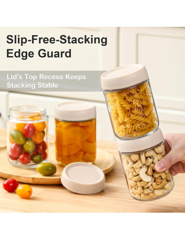 Frascos de vidrio NETANY 473ml con tapa hermética - Paquete de 6