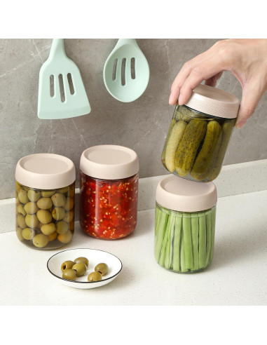 Frascos de vidrio NETANY 473ml con tapa hermética - Paquete de 6