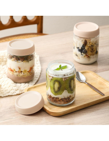 Frascos de vidrio NETANY 473ml con tapa hermética - Paquete de 6