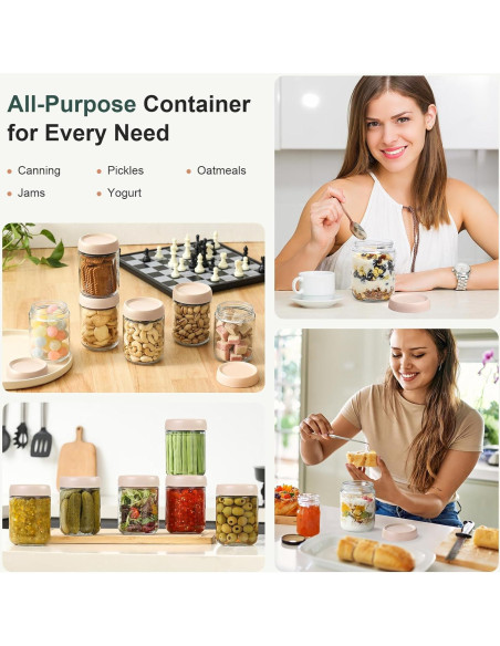 Frascos de vidrio NETANY 473ml con tapa hermética - Paquete de 6