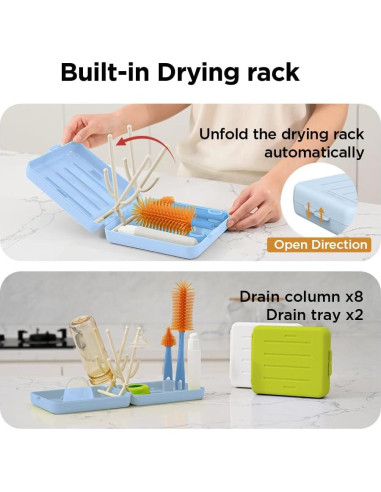 Kit de Limpieza de Botellas de Viaje VOGOGE 6 en 1 Azul