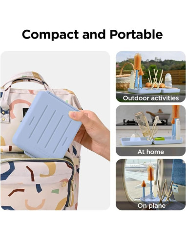 Kit de Limpieza de Botellas de Viaje VOGOGE 6 en 1 Azul