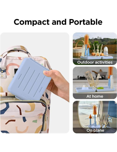 Kit de Limpieza de Botellas de Viaje VOGOGE 6 en 1 Azul