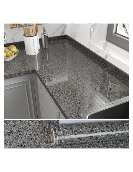 Papel Contacto Autoadhesivo VEELIKE Granito Oscuro 39.88x299.72 cm