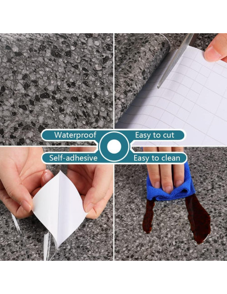 Papel Contacto Autoadhesivo VEELIKE Granito Oscuro 39.88x299.72 cm