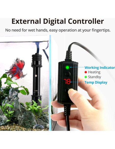 Calentador de Acuario NICREW 50W con Controlador Ajustable