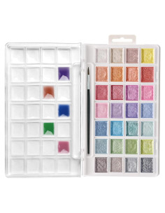 Juego de Pinturas Acuareladas Metálicas Artecho 28 Colores