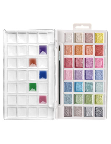 Juego de Pinturas Acuareladas Metálicas Artecho 28 Colores