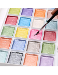 Juego de Pinturas Acuareladas Metálicas Artecho 28 Colores 2