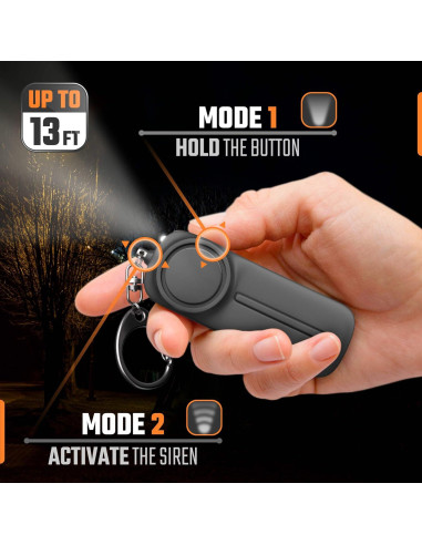 Llave de Alarma Personal WETEN 130dB con Luz LED - Negro