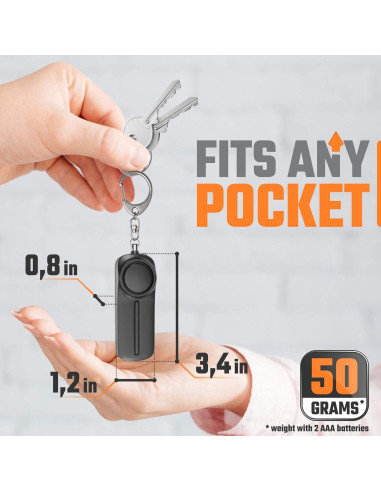 Llave de Alarma Personal WETEN 130dB con Luz LED - Negro