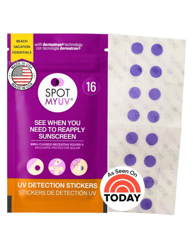 SpotMyUV Etiquetas Detección UV para Protector Solar 16 Unidades
