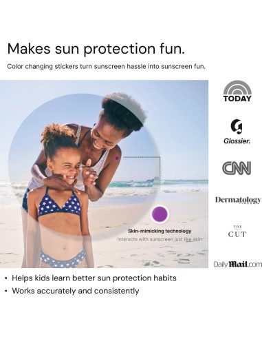 SpotMyUV Etiquetas Detección UV para Protector Solar 16 Unidades