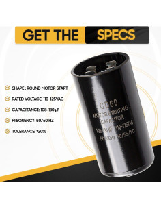 Capacitor de Arranque Seentech CD60 108-130 uF 110-125V 2