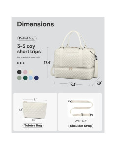 Bolsa de Viaje HOTOR Beige 34x44x20cm con Compartimento para Zapatos 2