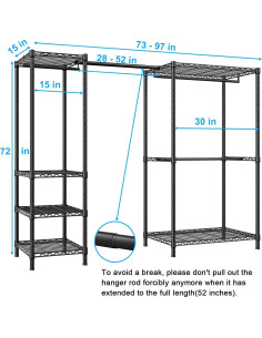 Perchero de Ropa Ulif E10 Ajustable 185-246 cm Negro 2