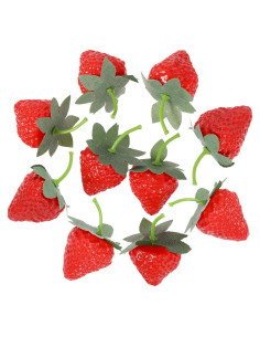10 Fresas Artificiales de Plástico Hariendny para Decoración