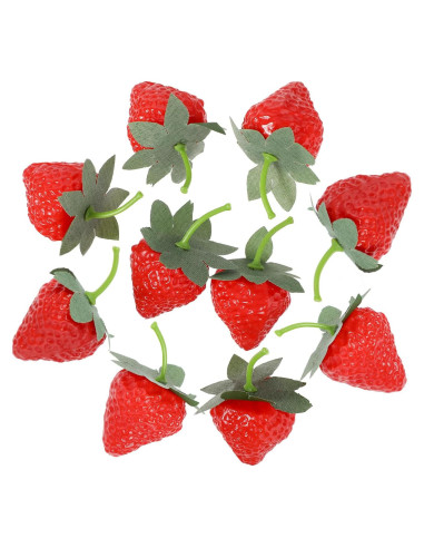 10 Fresas Artificiales de Plástico Hariendny para Decoración
