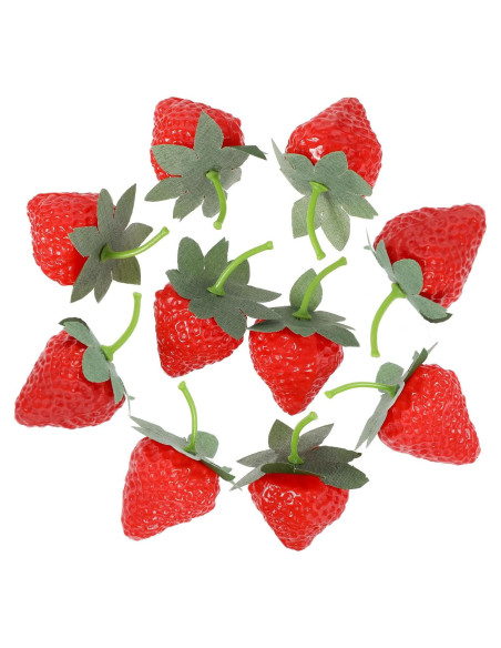 10 Fresas Artificiales de Plástico Hariendny para Decoración