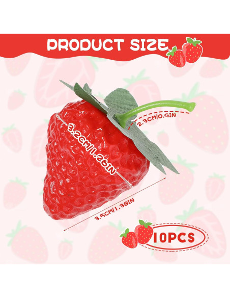 10 Fresas Artificiales de Plástico Hariendny para Decoración