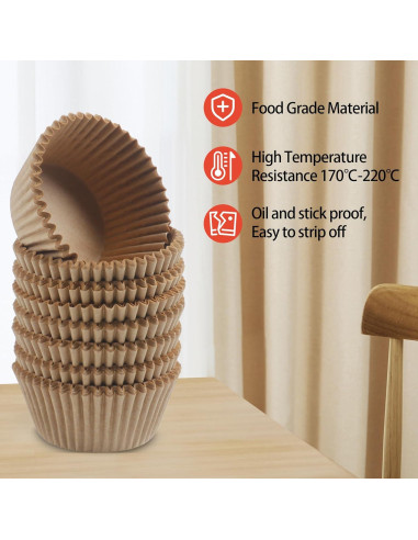 200 Forros de Cupcake Estándar YestBuy Papel Natural