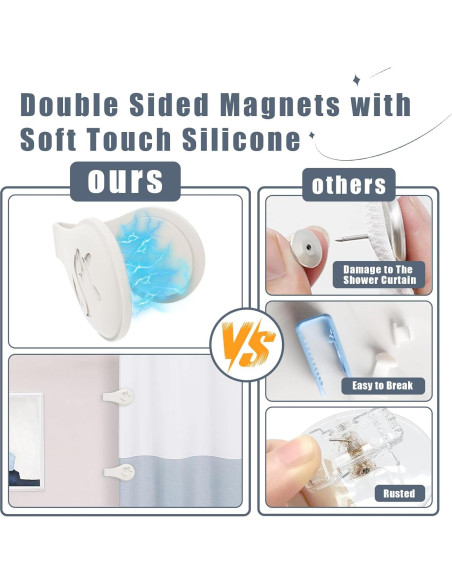 Clip de Cortina de Ducha Magnético Vaszu - 3 Paquetes, Silicona