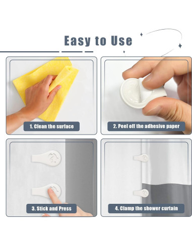 Clip de Cortina de Ducha Magnético Vaszu - 3 Paquetes, Silicona