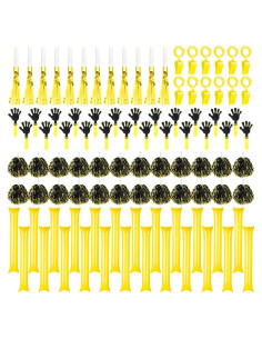Yunsailing 96 Piezas Aplaudidores y Pompones Animación Negro Dorado