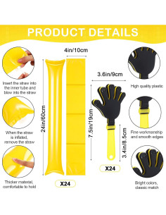 Yunsailing 96 Piezas Aplaudidores y Pompones Animación Negro Dorado 2