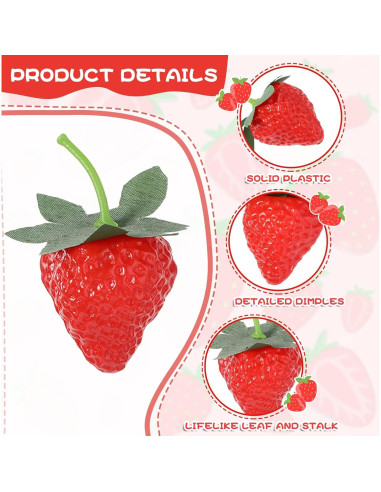 10 Fresas Artificiales de Plástico Hariendny para Decoración