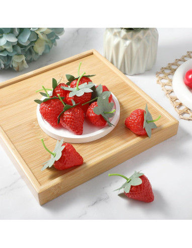 10 Fresas Artificiales de Plástico Hariendny para Decoración