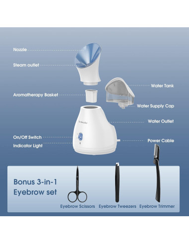 Vaporizador Facial 2en1 Newbealer Azul 170ml Aromaterapia