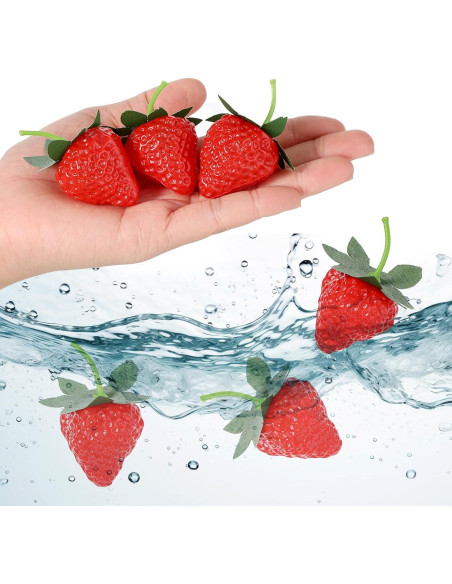 10 Fresas Artificiales de Plástico Hariendny para Decoración