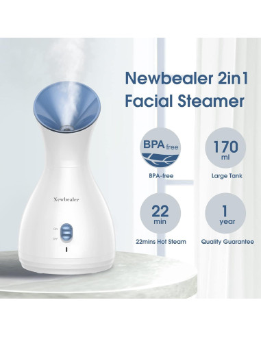 Vaporizador Facial 2en1 Newbealer Azul 170ml Aromaterapia