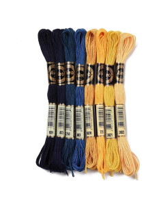 8 Madejas Hilo de Bordado CABODYALS 8 m 6 Hebras Negro Amarillo