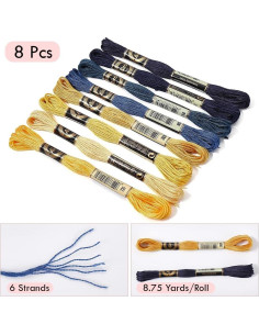 8 Madejas Hilo de Bordado CABODYALS 8 m 6 Hebras Negro Amarillo 2