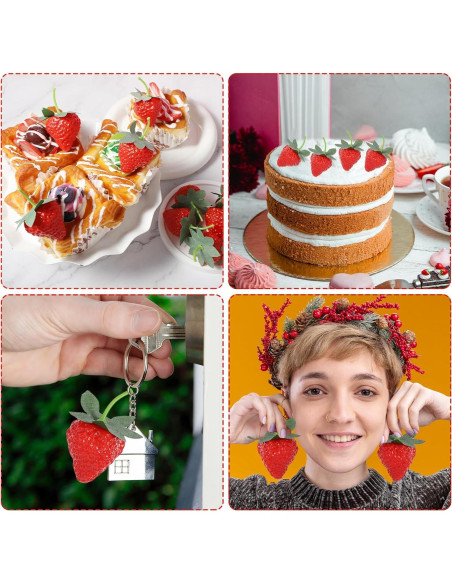 10 Fresas Artificiales de Plástico Hariendny para Decoración