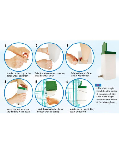 Bebedero para Conejos Cyrading 1L Acero Inoxidable Antifugas