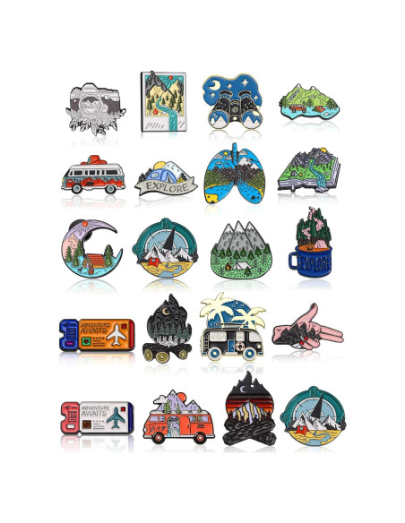 BBTO 20 Pines de Esmalte para Mochilas Estilo Aventura