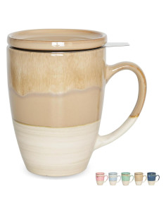 Taza de Té Cerámica Bosmarlin 400 ml con Infusor y Tapa