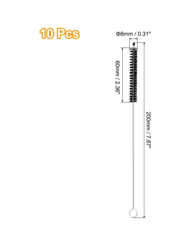 10 Cepillos de Limpieza para Pajitas uxcell - Acero Inoxidable