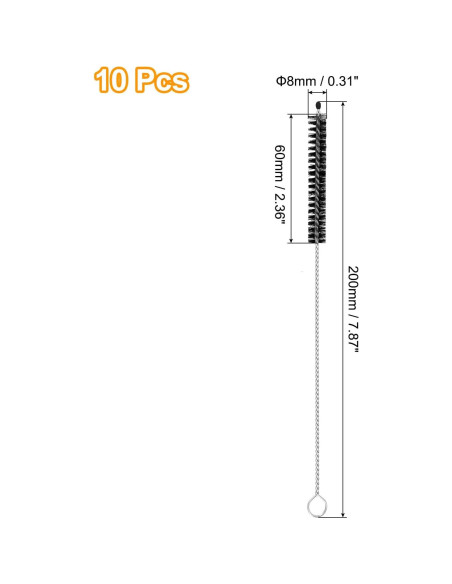 10 Cepillos de Limpieza para Pajitas uxcell - Acero Inoxidable