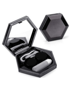 Estuche para Lentes de Contacto Ofone Negro con Espejo y Accesorios